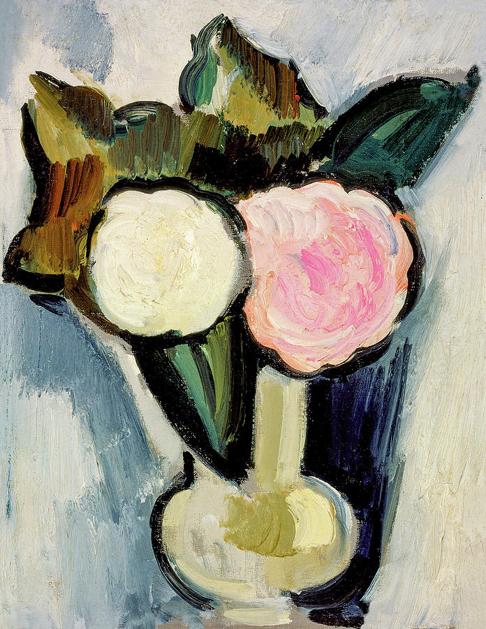 Marsden Hartley Painting - Pink and White Flowers in a Vase #1 by Marsden Hartley