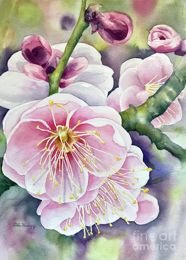 Pink Blossoms #1 Painting by Hilda Vandergriff