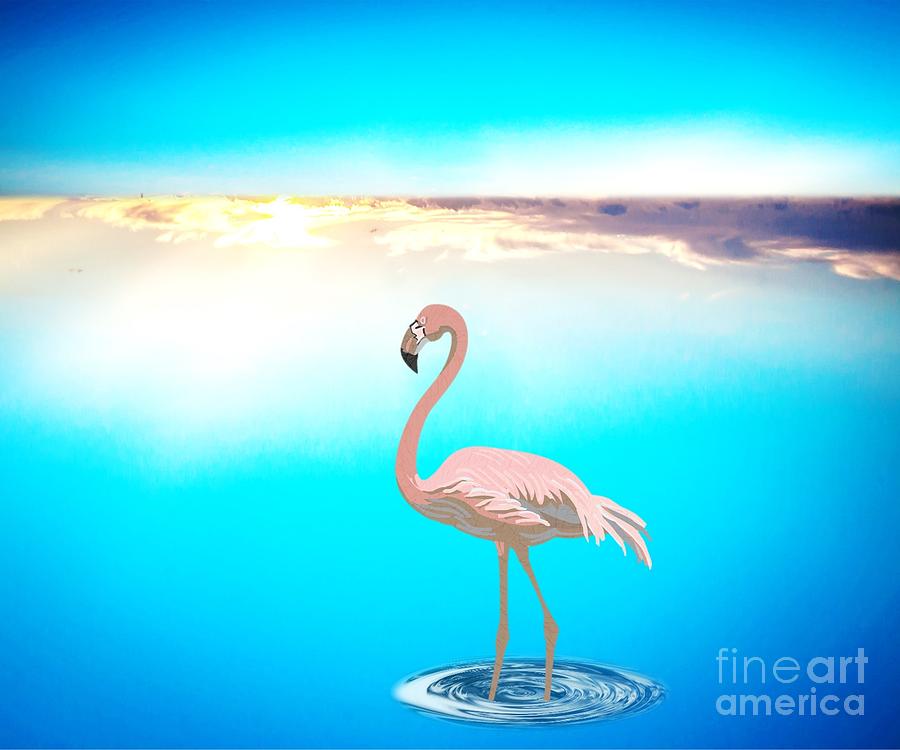 Pink Flamingo Mixed Media