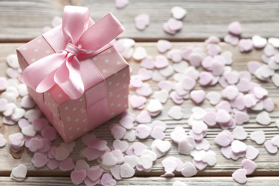 Pink gift box on abstract background #1 Photograph by Tedestudio