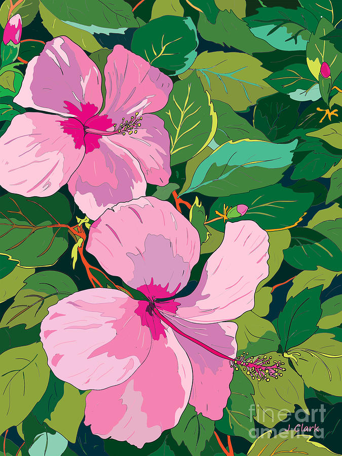 Pink Hibiscus Painting