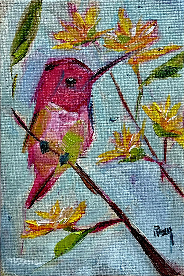 Pink Hummingbird Painting by Roxy Rich