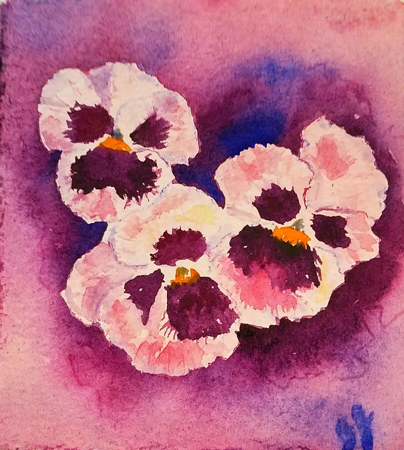 Flower Painting - Pink Pansies #1 by Zola Jean Sherwood
