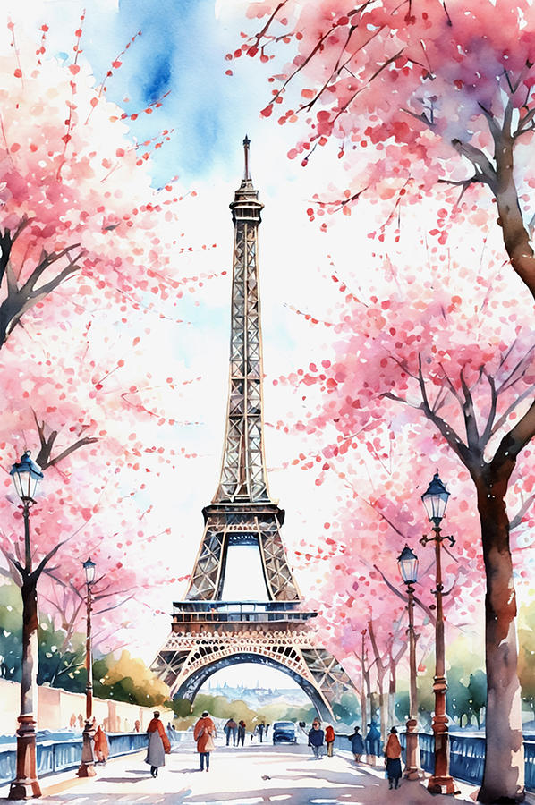 Paris Digital Art - Pink Paris #2 by Manjik Pictures