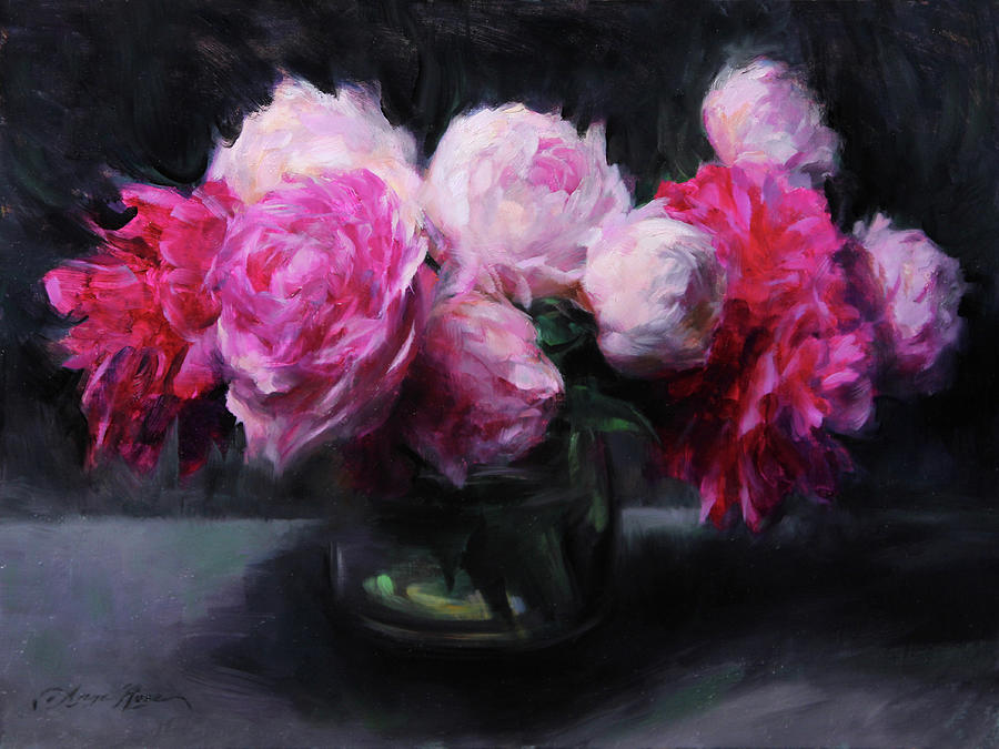 Spring Painting - Pink Peonies by Anna Rose Bain