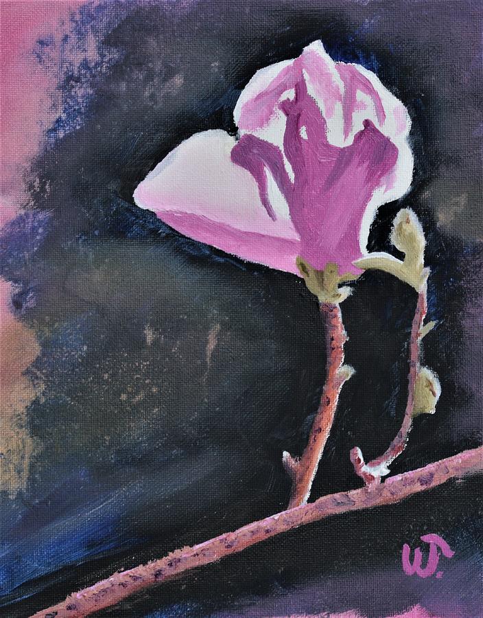 Pink Tulip Magnolia Bloom And Buds Painting
