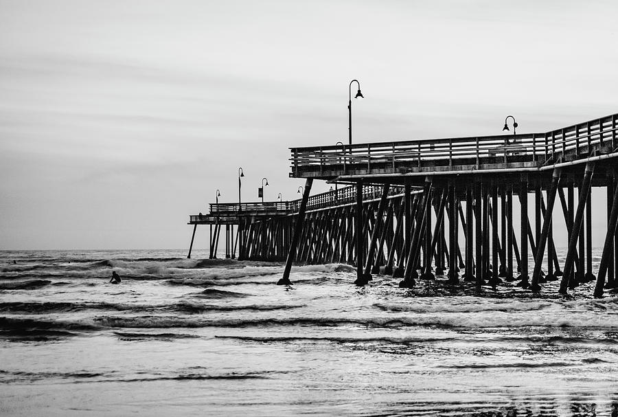 Pismo Beach Pier In Black And White Photograph