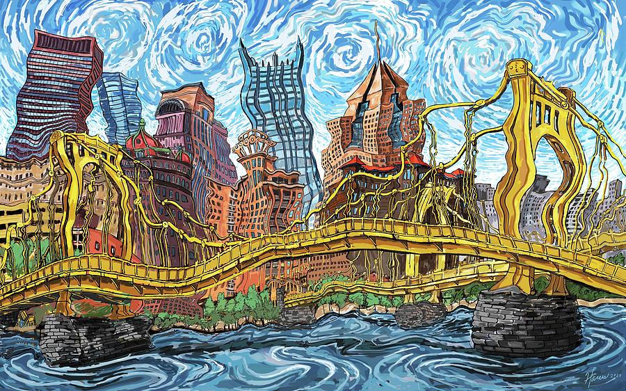 Pittsburgh Cityscape #1 Digital Art by Frank Harris