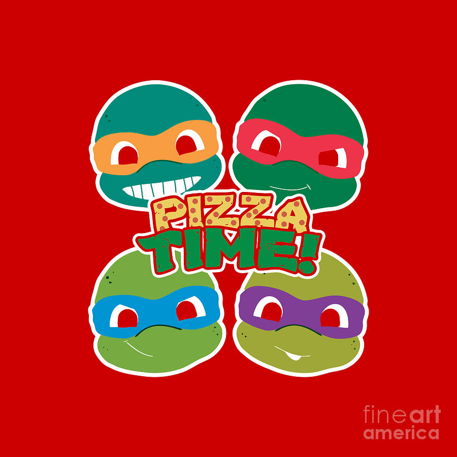 Turtle Drawing - Pizza Time #1 by Dalima Haryanti
