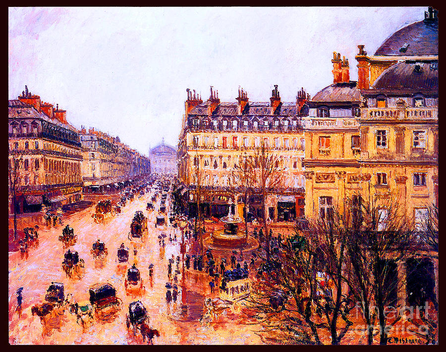 Place du Theatre Francais, Rain 1898 #1 Painting by Camille Pissarro