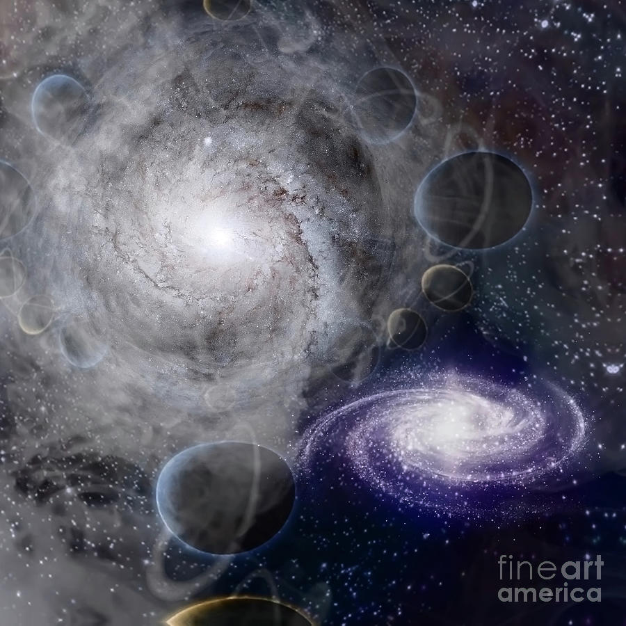 Planets in Deep Space #1 Digital Art by Bruce Rolff