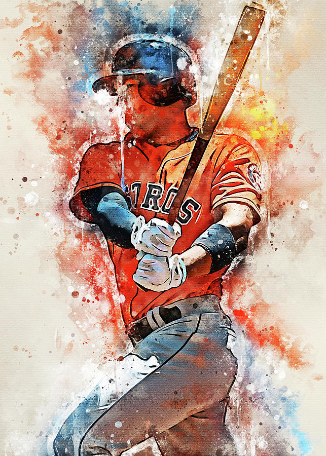 Player Baseball Houston Astros Josealtuve Jose Altuvehouston Astros  Houstonastro Canvas Print / Canvas Art by Wrenn Huber - Pixels Canvas Prints