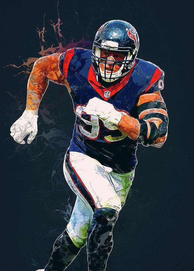 Football Art Houston Texans Player JJ Watt J.J.Watt J. J. Watt J.J.Watt  Justin James Digital Art by Wrenn Huber - Pixels