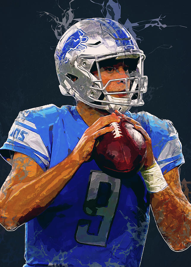 Football Art Detroit Lions Player Matthew Stafford Matthewstafford Matthew  Stafford Johnmatthewstaff #1 By Wrenn Huber, Matt Stafford