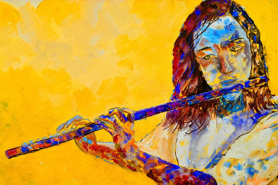 Playing The Flute Painting