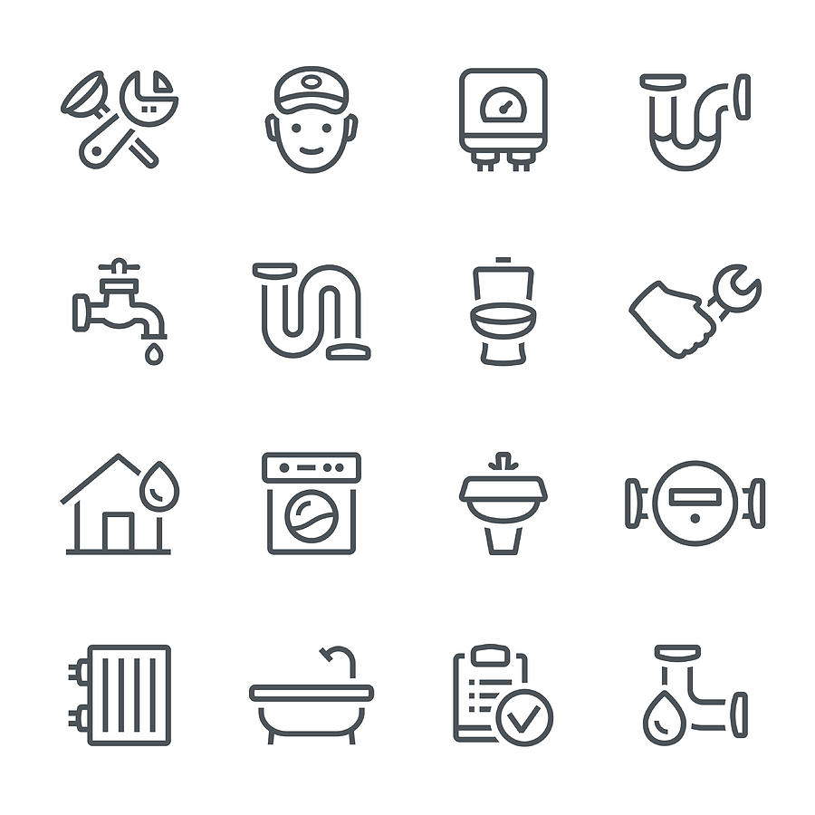 Plumbing Icons #1 Drawing by Soulcld