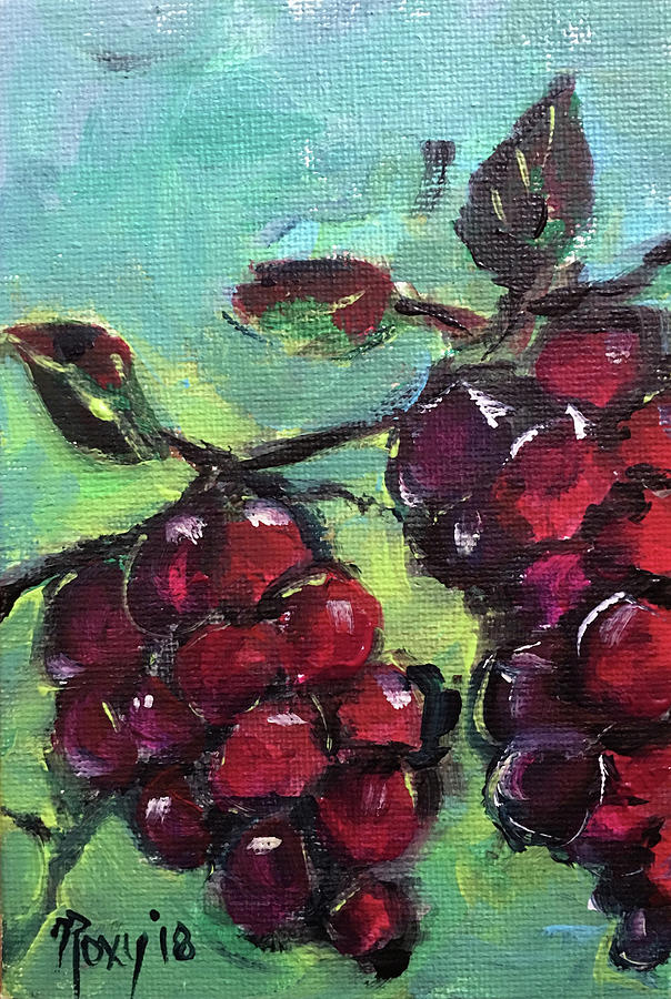 Plump Grapes #2 Painting by Roxy Rich