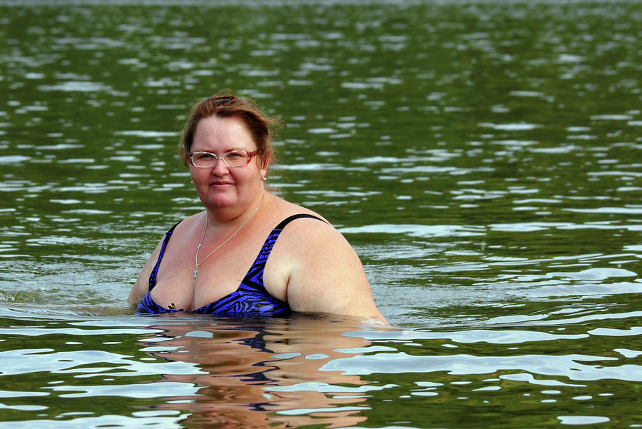 Plump Woman Bath In River #1 Photograph by Mikhail Kokhanchikov
