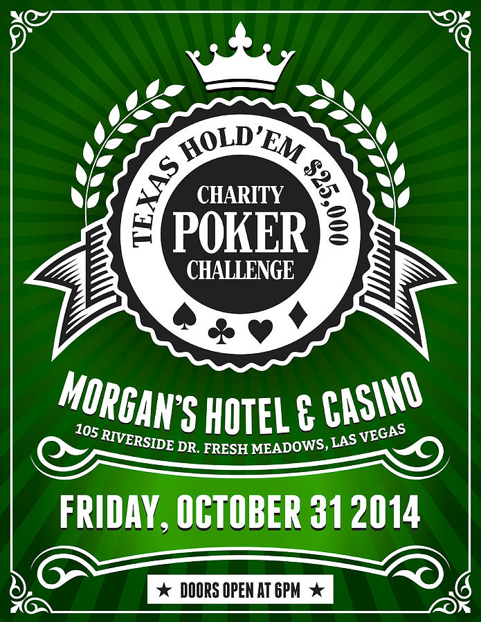 Poker Charity Tournament Poster on Green Background #1 Drawing by Bubaone