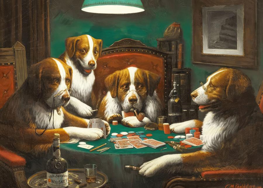 Nature Painting - Poker Game by Cassius Marcellus Coolidge  by Mango Art