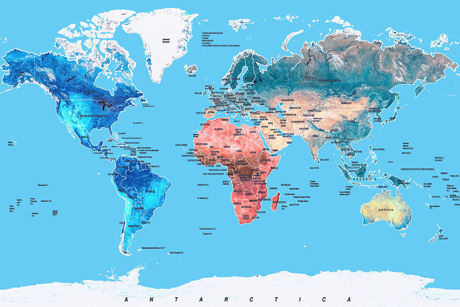 Political World Map Digital Art