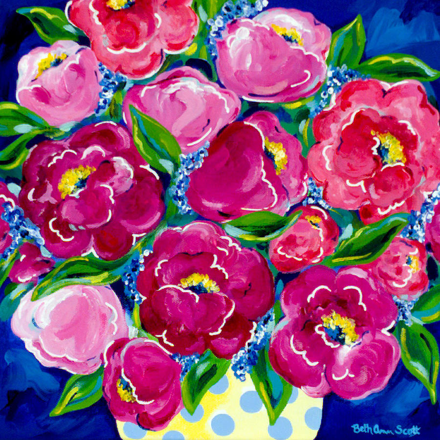 Polka Dot Bouquet Painting by Beth Ann Scott