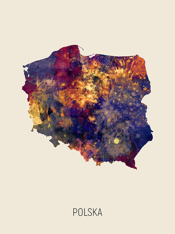 Polska Watercolor Map #1 Digital Art by Michael Tompsett