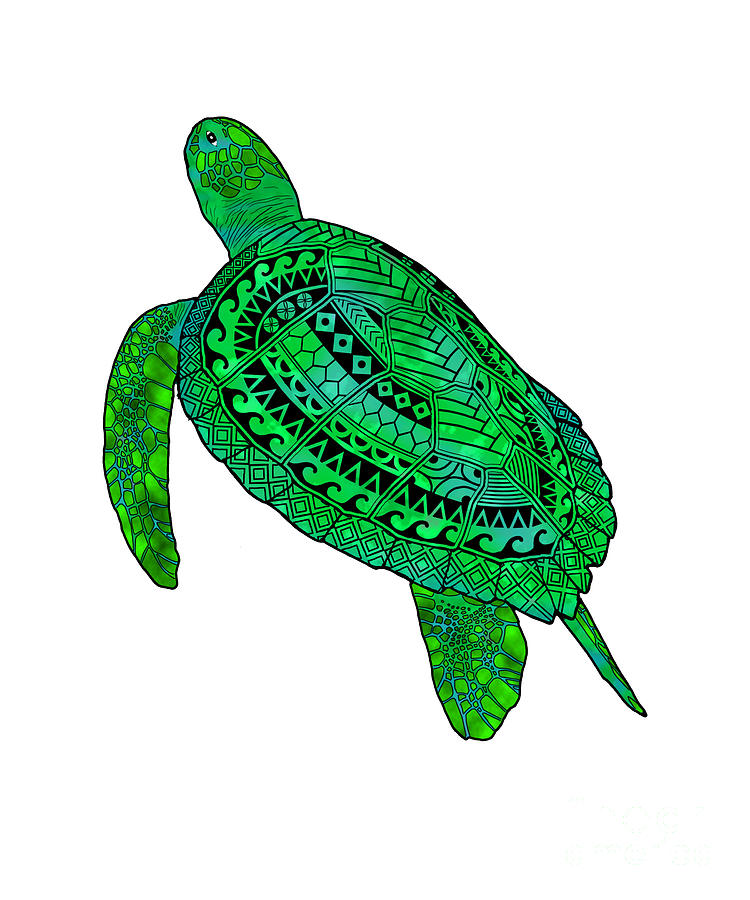 Polynesian Tribal Turtle Hawaiian Hawaii Green Sea Turtles Digital Art ...