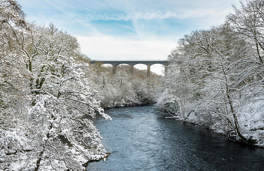 Architecture Photograph - Pontcysyllte Aqueduct near Llangollen in Wales with snow #1 by Steven Heap