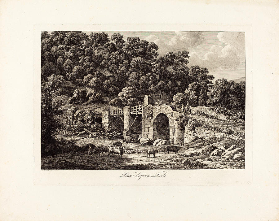Ponte Acquoreo a Tivoli #2 Drawing by Johann Christian Reinhart