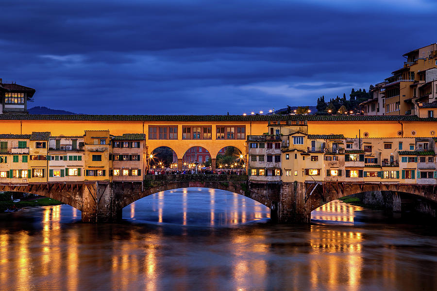 Architecture Photograph - Ponte Vecchio at Twilight #1 by Andrew Soundarajan