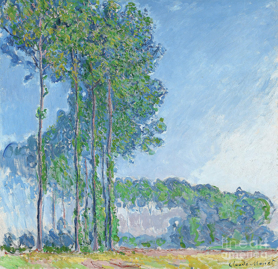 Blue Painting - Poplars by Claude Monet, 1891 by Claude Monet