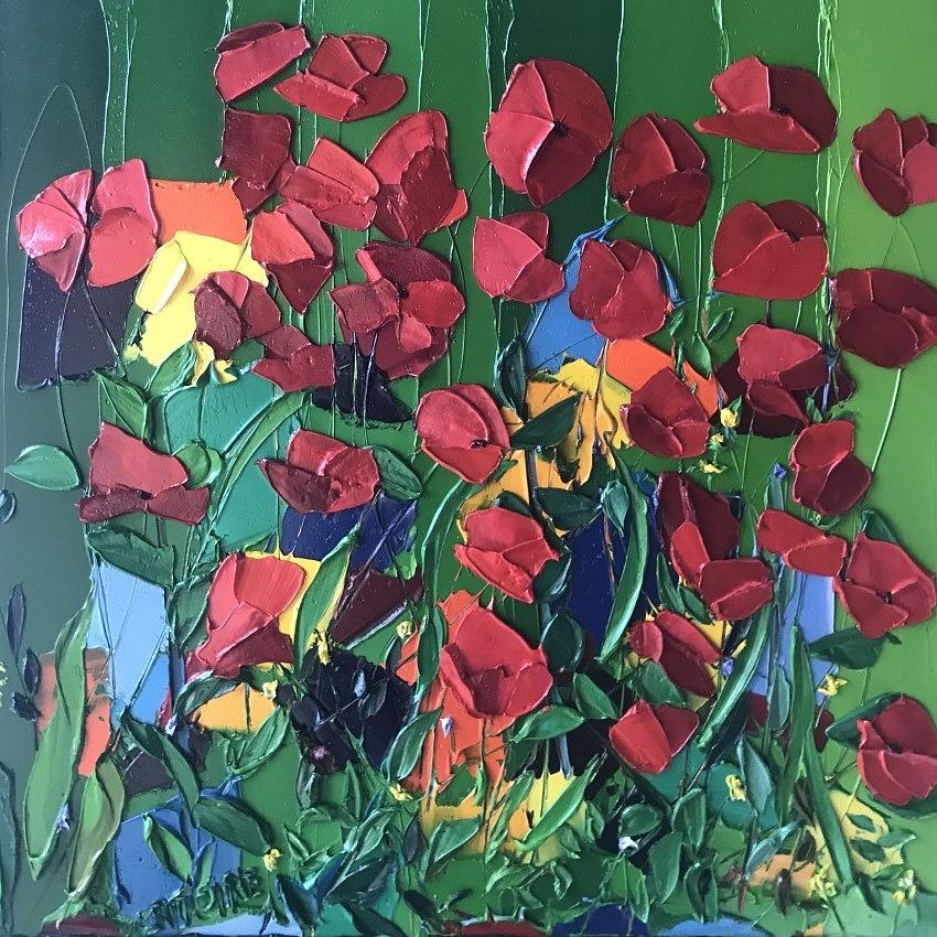 Poppies In Liberty #1 Painting by Valerie Catoire