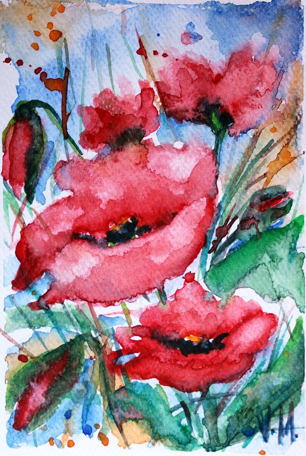 Poppies #1 Painting by Vesna Martinjak