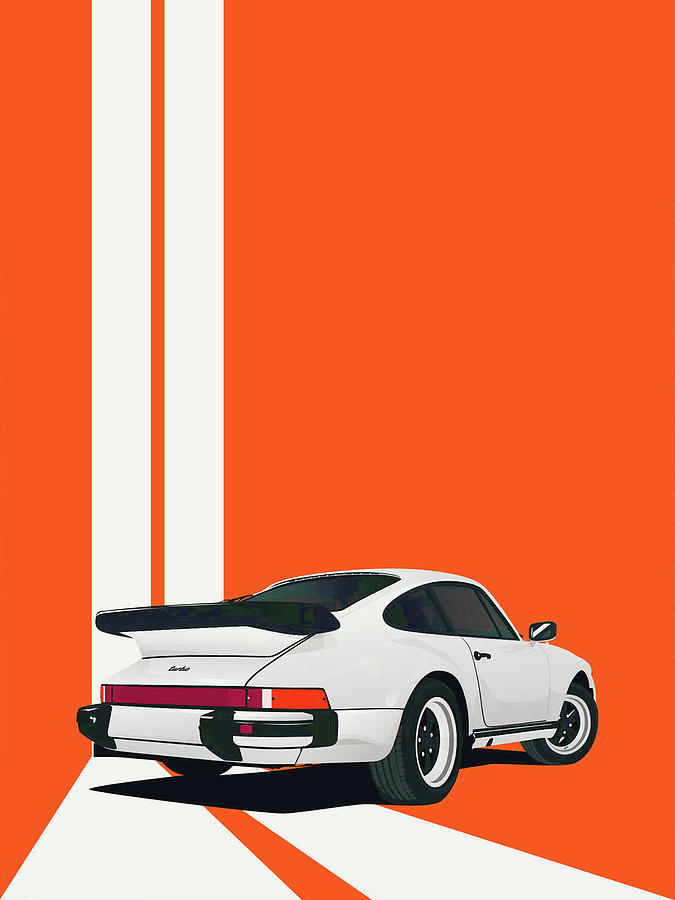 Porsche 911 930 Classic Poster Orange Background Digital Art by ...