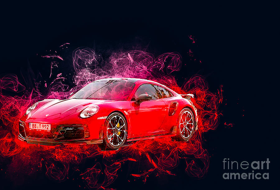 Porsche 911 Turbo S TechArt 2021 Drawing by Marietta Beatty - Fine Art ...