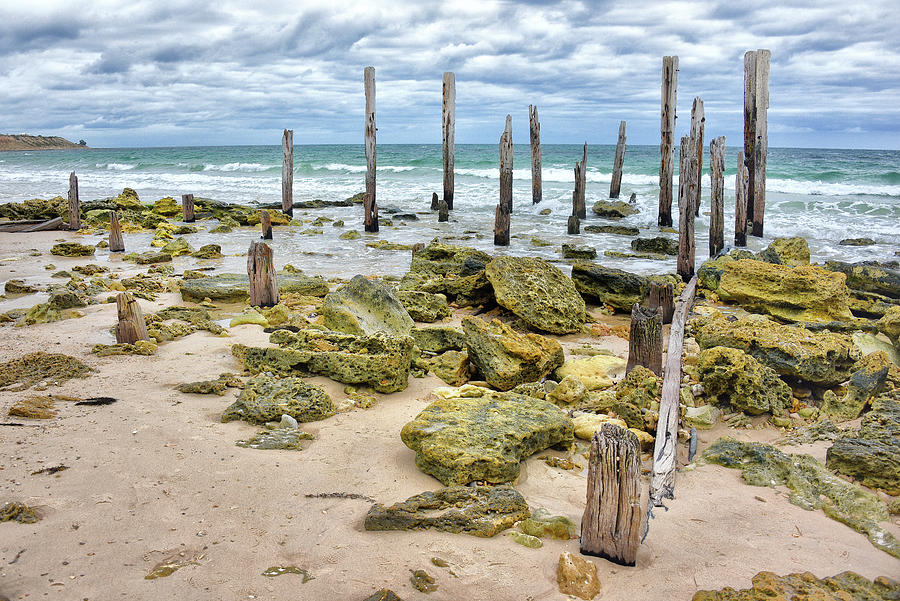 Port Willunga Jetty Pylons in South Australia Photograph by Matthew ...