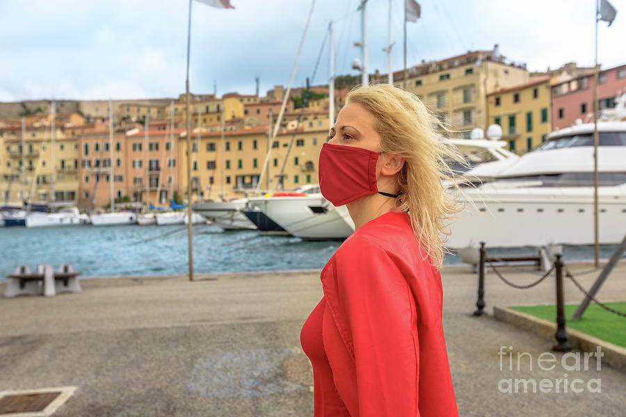 Portoferraio woman with surgical mask #1 Photograph by Benny Marty