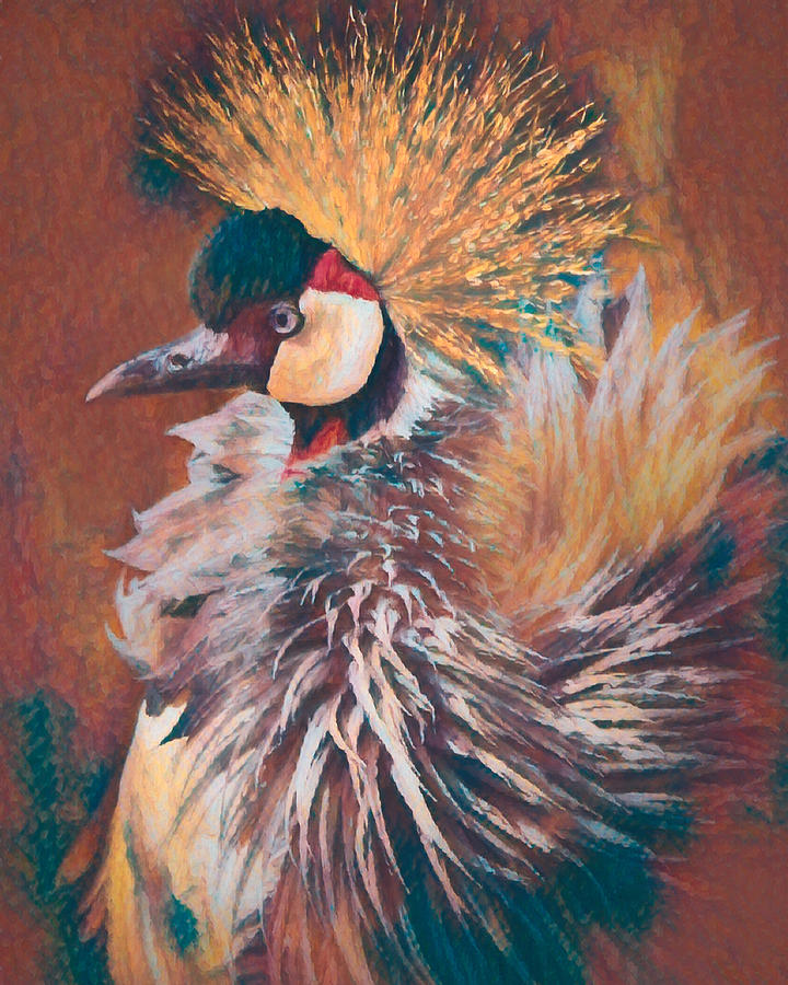 Portrait of a Crowned Crane 2 #1 Digital Art by Ernest Echols
