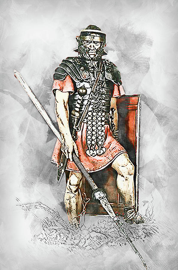 Portrait of a Roman Legionary - 54 #1 Drawing by AM FineArtPrints