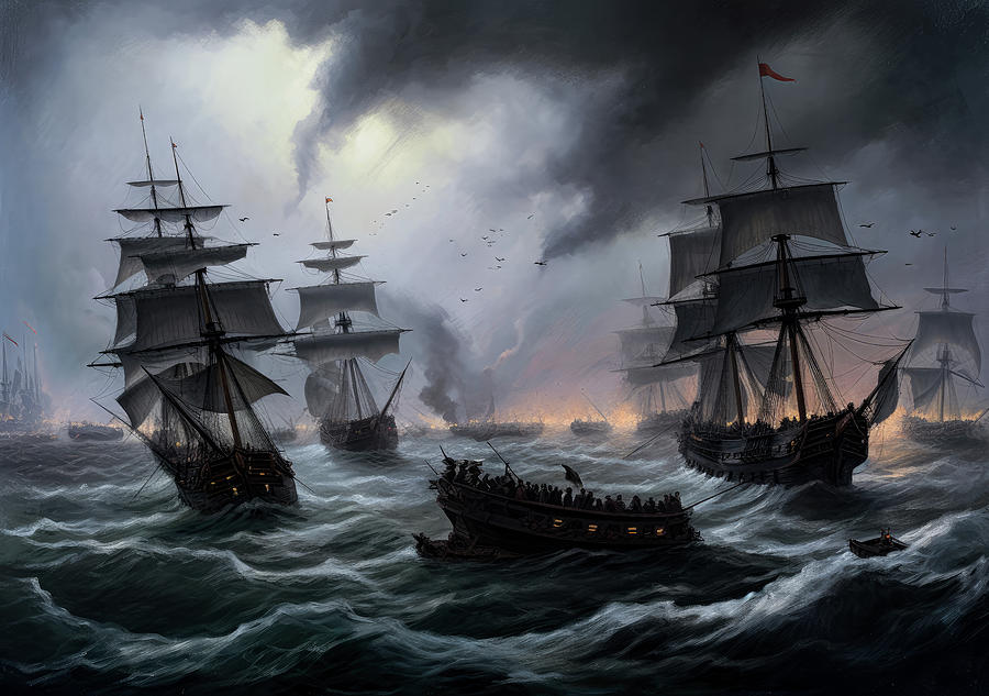 Portrait of a vintage battle at sea Digital Art by Fine Art Attic ...