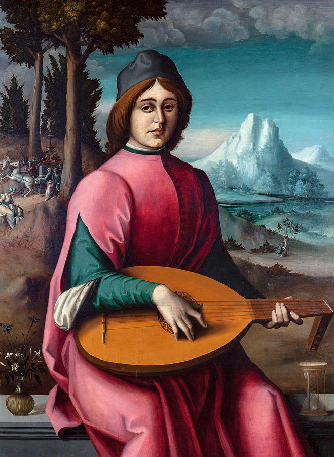 Portrait Painting - Portrait of a Young Lute Player  #1 by Francesco Bacchiacca