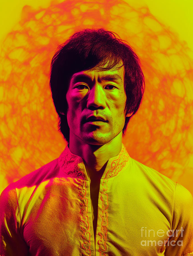 Fantasy Painting - Portrait  of  Bruce  Lee    Surreal  Cinematic  Minima  by Asar Studios #1 by Celestial Images