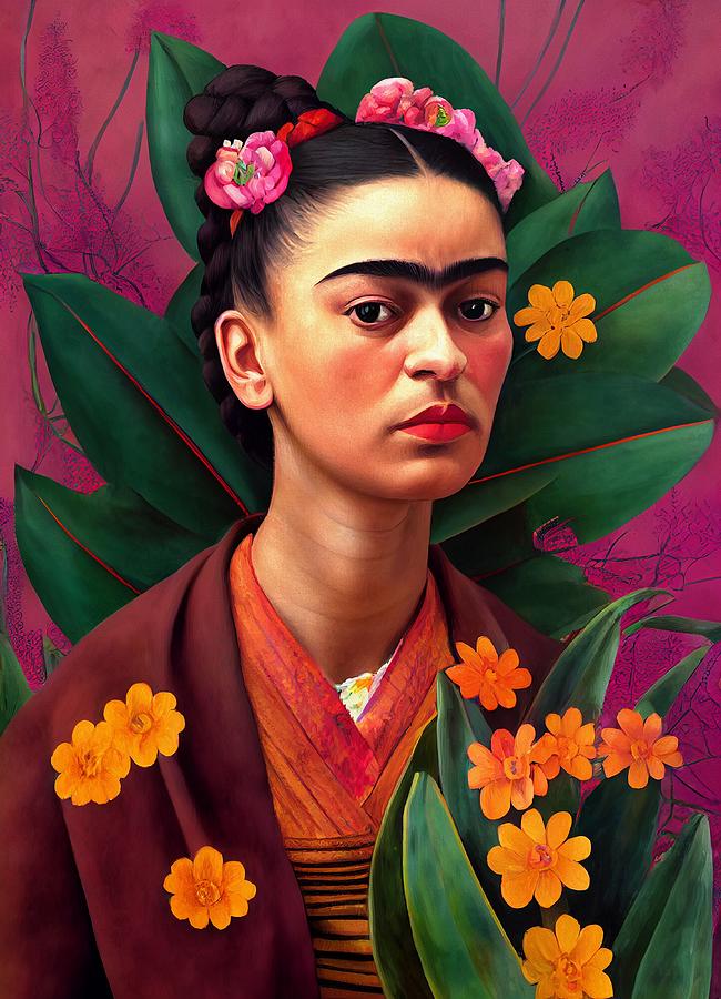 Portrait of Frida Kahlo #1 Painting by Vincent Monozlay