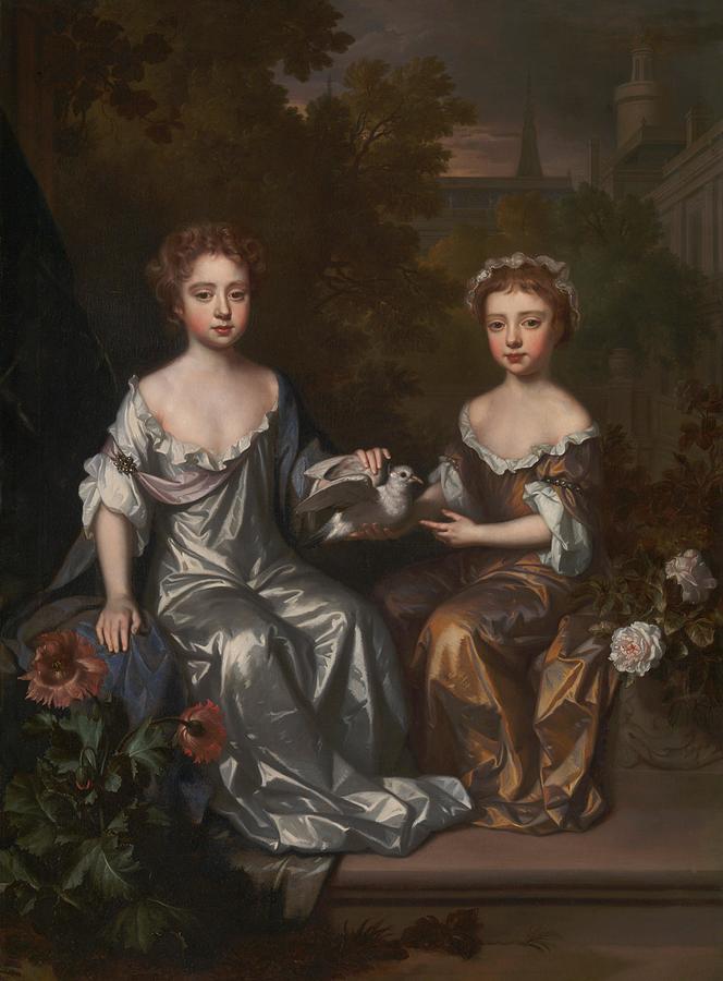 Portrait of Henrietta and Mary Hyde #1 Painting by Willem Wissing