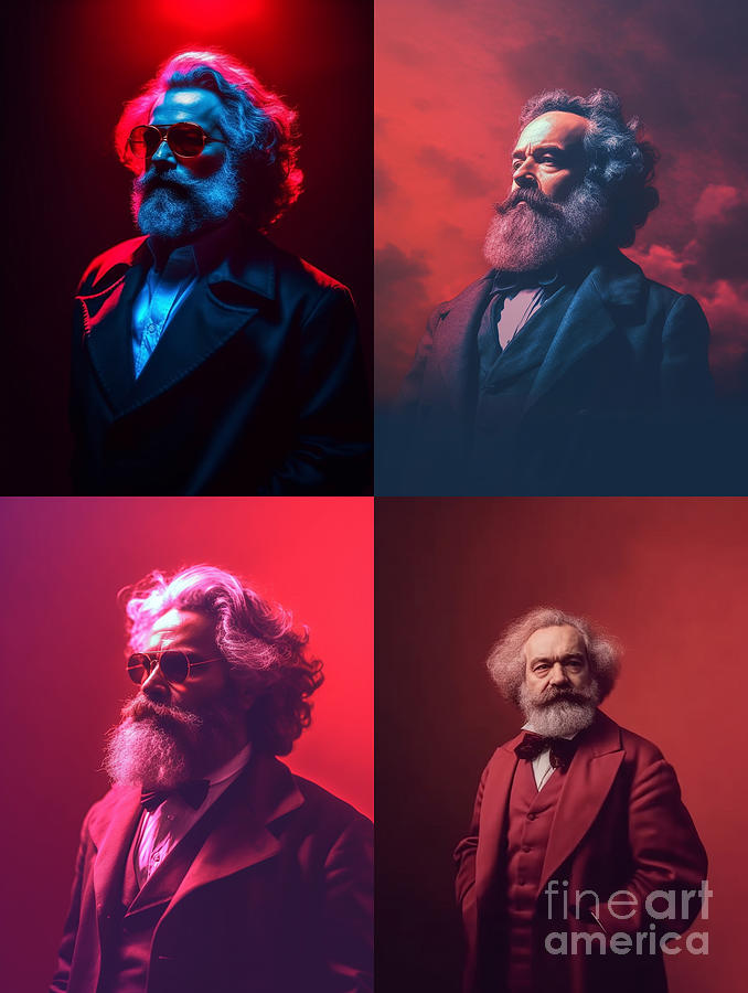 Portrait  Of  Karl  Marx    Surreal  Cinematic  Minima  By Asar Studios Painting
