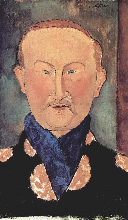 Portrait of Leon Bakst- high resolution - digitally enhanced Painting by Amedeo Modigliani