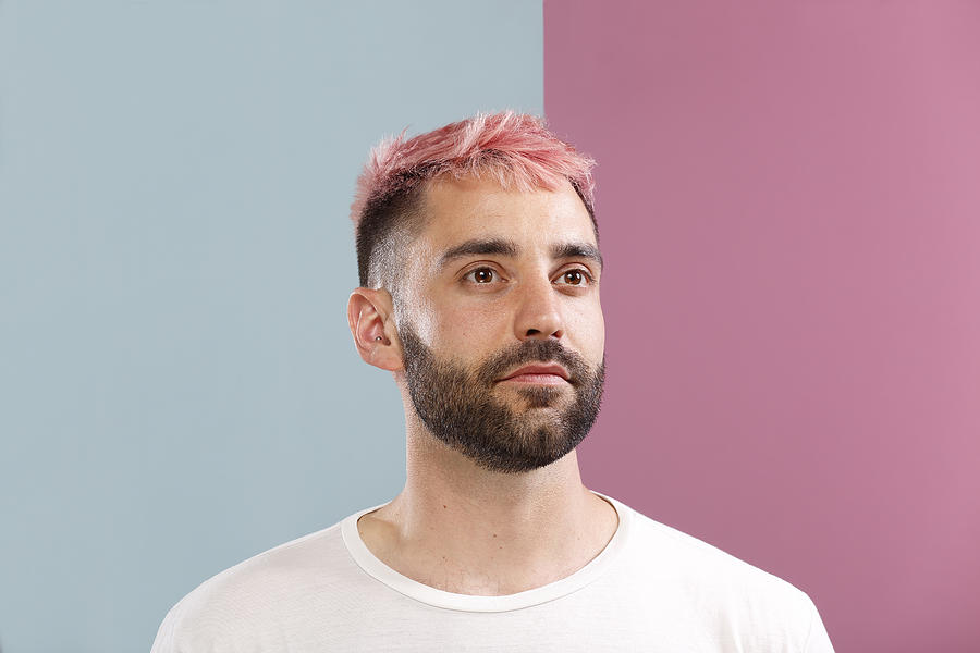 Portrait of Male with Pink Hair #1 Photograph by Mireya Acierto