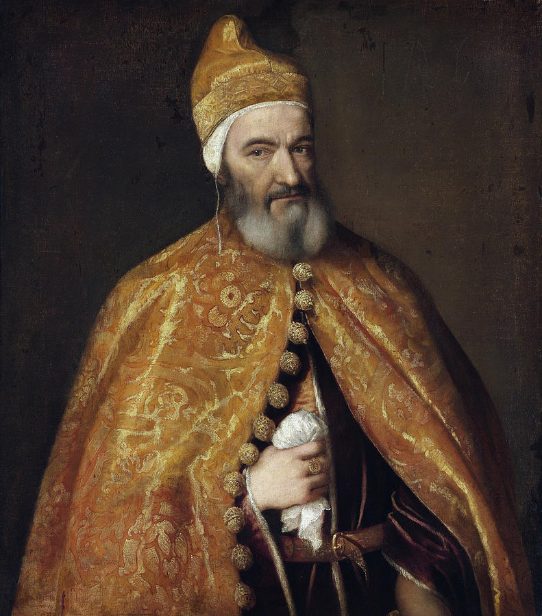 Portrait of Marcantonio Trevisan, Doge of Venice Painting by Titian