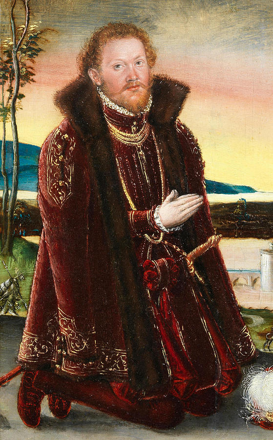 Portrait of Prince Joachim Ernst von Anhalt #2 Painting by Lucas Cranach the Younger